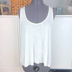 White Lace Panel Racerback Tank Top